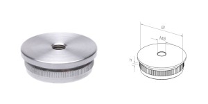 Zaślepka płaska z otworem M8 wbijana do rury 42,4 x 2 mm - satyna