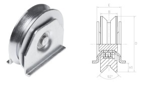 Rolka jezdna "V" z bocznym panelem fi 68x20 mm