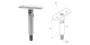 Pręt uchwytu poręczy z blaszką montażową na rurę 42,4 mm D 12 mm - AISI 304 - satyna