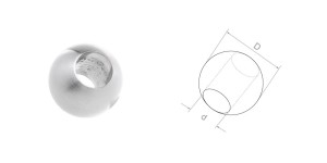 Kula do wklejenia fi 25 mm z otworem fi 14 mm - satyna