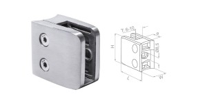 Uchwyt do szkła na rurę 48,3 mm 52x52x32  mm - satyna