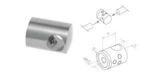 Uchwyt przelotowy łączący pręty fi12 mm - satyna