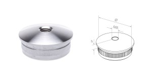 Zaślepka wypukła wbijana do rury 48,3 x 2 mm - h: 8 mm - satyna