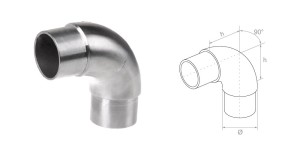 Łącznik - kolano na rurę 42,4 x 2 mm - h: 44 mm - AISI 316 - satyna