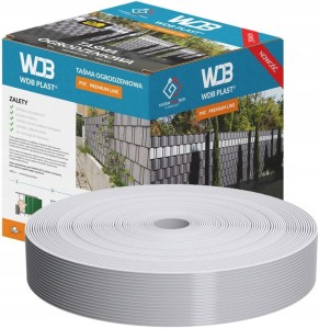 Taśma ogrodzeniowa 47,5 mm x 50 m WDB PLAST - szara 7040