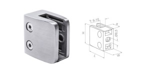 Uchwyt do szkła na płaszczyznę 52x52x32  mm - satyna