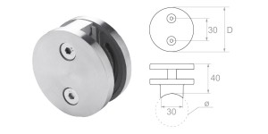 Uchwyt do szkła dwustronny na rurę fi 42.4 mm - średnica 60 mm - satyna