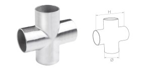 Łącznik - kolano czterostronne do wspawania na rurę 42,4 x 2 mm - satyna