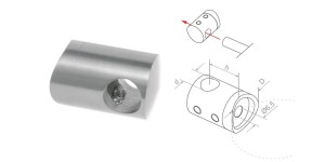 Uchwyt przelotowy do rury 42,4 mm na pręta fi16 mm - satyna