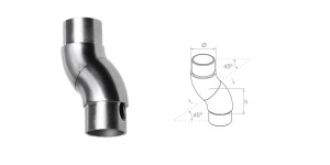 Łącznik - kolano skrętne na rurę 42,4 x 2 mm - satyna