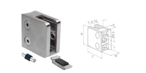 Uchwyt do szkła ze wspornikiem na rurę 42,4 mm 45x45x26  mm - połysk