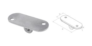 Blaszka montażowa poręczy na płaszczyznę o wymiarach 64x24 mm - satyna