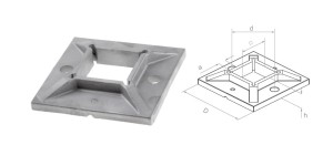 Podstawa słupa wzmocniona z 2  otworami fi 11 mm, na kwadrat 40x40 mm - pow. surowa
