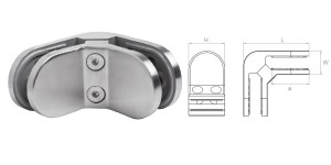 Uchwyt do szkła 90 stopni 82x45x30  mm - satyna