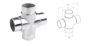 Łącznik - kolano czterostronne do wklejenia na rurę 48,3 x 2 mm - satyna