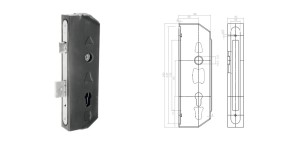 Kaseta z zamkiem dwuzapadkowym na profil 80x40 mm