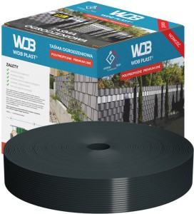 Taśma ogrodzeniowa 47,5 mm x 50 m WDB PLAST POLIPROPYLEN - antracyt 7016