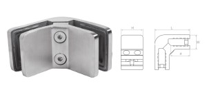 Uchwyt do szkła 90 stopni 72x45x30  mm - satyna
