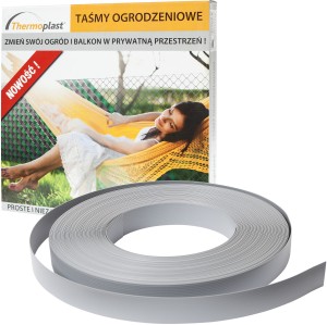 Taśma ogrodzeniowa 47,5 mm x 50mb - szara