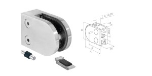 Uchwyt do szkła ze wspornikiem na płaszczyznę  63x45x30  mm - satyna