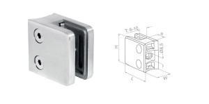 Uchwyt do szkła na rurę 42,4 mm 45x45x26  mm - AISI 316 - satyna