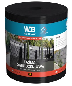 Taśma ogrodzeniowa POLIPROPYLEN 19cm x 26mb - czarna WDB PLAST