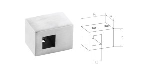 Uchwyt przelotowy 30x20x20 mm na pręta 10x10 mm  - satyna