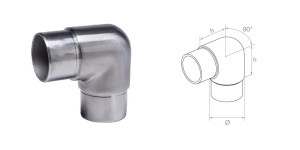 Łącznik - kolano na rurę 42,4 x 2 mm - h: 30 mm - satyna