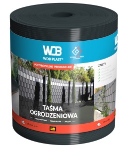 Taśma ogrodzeniowa POLIPROPYLEN 19cm x 26mb - antracyt WDB PLAST