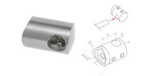 Uchwyt startowy lewy na rurę 42,4 mm do pręta 16 mm - satyna